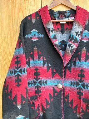 Rhonda Stark Vintage Southwestern Black Jacket Cardigan Sz XL